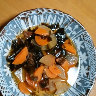 根菜とワカメの梅おかか煮